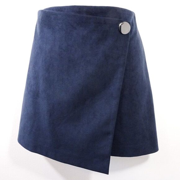 Theory  IWG Wrap Skirt Brilliant Skirt  Navy Fulton Fuax Suede Skirt  NWT 195 - Picture 5 of 14